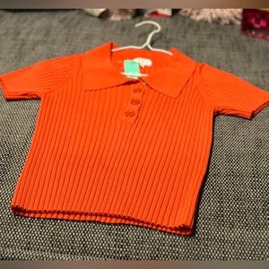 Poppy Orange Collar T-Shirt